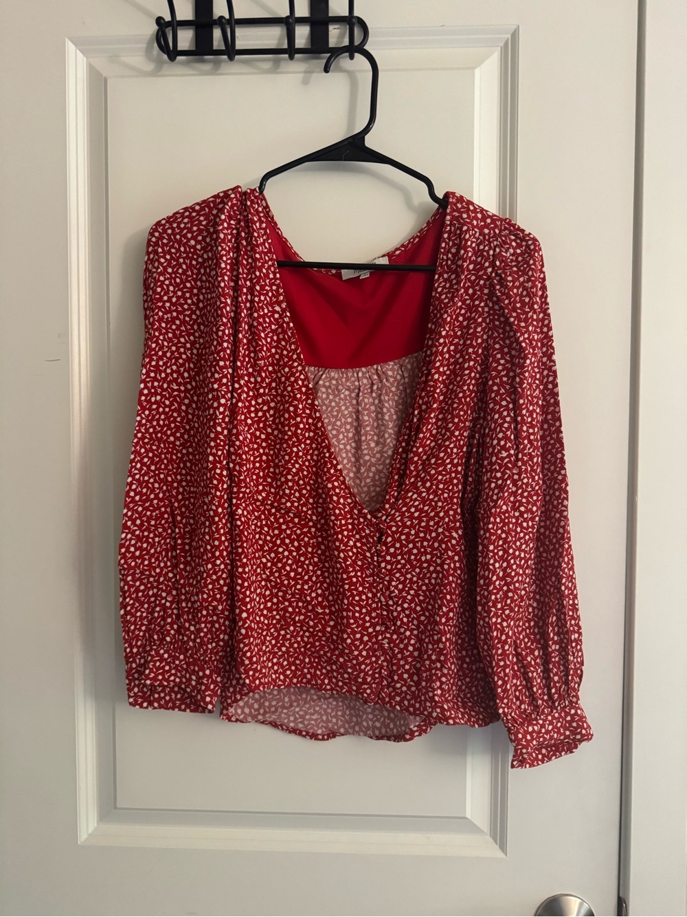 Madewell Floral Blouse in Red & White Size Medium Like New